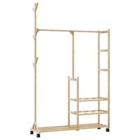 VidaXL Kledingrek met schappen en wielen 100x38x175,5 cm bamboe