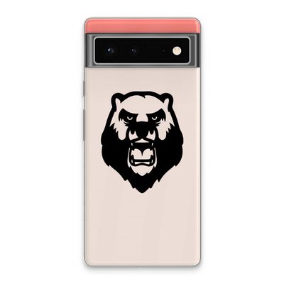 Angry Bear (black): Google Pixel 6 Transparant Hoesje