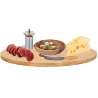 Hapjes serveer plank/kaasplankje - rond draaiend plateau - bamboe hout - Dia 35 cm