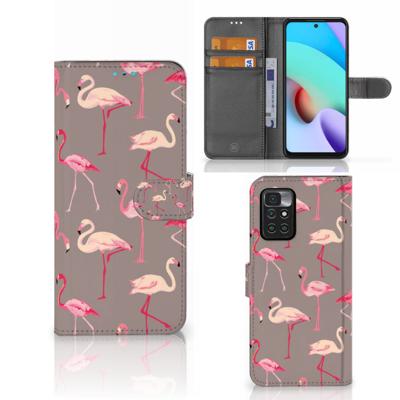 Xiaomi Redmi 10 | Telefoonhoesje | Met pasjeshouder | Flamingo