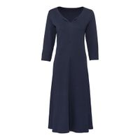 Jersey jurk in A-lijn van bio-katoen met ronde hals, nachtblauw Maat: 34