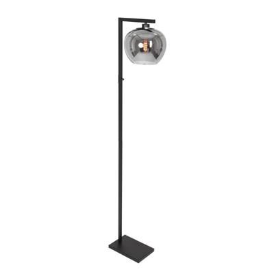 Steinhauer Zwarte vloerlampStang met rookglas - 3650ZW