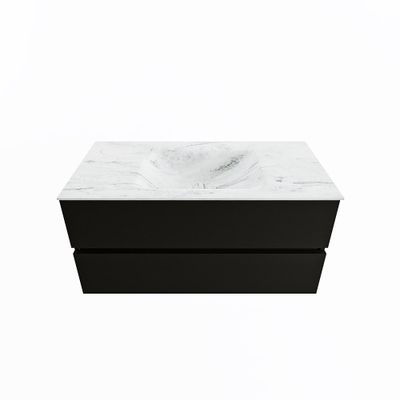 MONDIAZ VICA-DLUX 100cm badmeubel onderkast Urban 2 lades. Inbouw wastafel CLOUD midden 1 kraangat, kleur Opalo.
