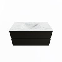 MONDIAZ VICA-DLUX 100cm badmeubel onderkast Urban 2 lades. Inbouw wastafel CLOUD midden 1 kraangat, kleur Opalo.