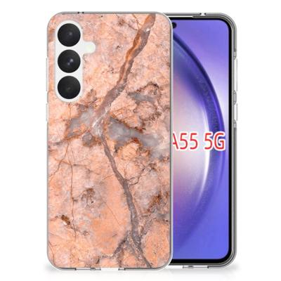 Samsung Galaxy A55 | TPU | Siliconen hoesje | Marmer Oranje