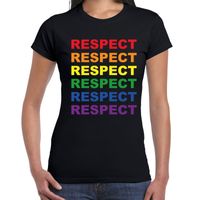 Regenboog Respect gay pride zwart t-shirt voor dames - thumbnail