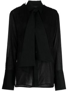 Yohji Yamamoto blouse à col lavallière - Noir