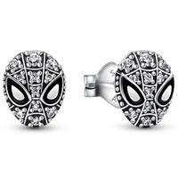 Pandora Marvel 292354C01 Oorknoppen Spider-Man Mask zilver-zirconia-emaille wit-zwart - thumbnail