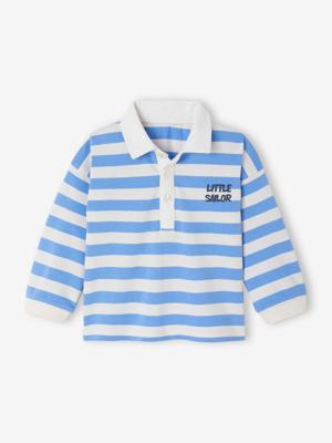 Polo met brede strepen voor baby's blauw, gestreept