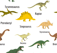 Behang Realistische dinosaurussen met namen