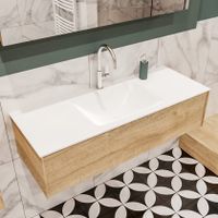 Mondiaz Lush Cloud badmeubel eiken licht 120 cm 1 lade solid surface enkele spoelbak midden 1 kraangat Mondiaz Lush Cloud badmeubel eiken licht 120 cm 1 lade solid surface enkele spoelbak midden 1 kraangat