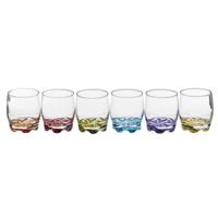 Secret de Gourmet Drinkglazen 6x stuks - waterglazen - 310 ml - kleurenmix bodem