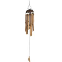 Mega Collections Windgong - rattan - 15 x 62 cm - tuin/balkon - oosterse sfeer