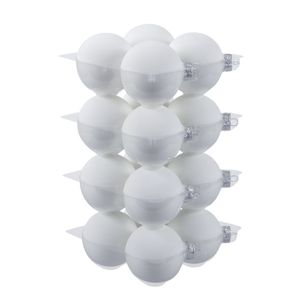 16x Witte glazen kerstballen 8 cm mat