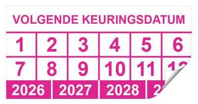 Keuringssticker volgende keuringsdatum rechthoek 50 x 25 mm - 500 stuks (op rol)