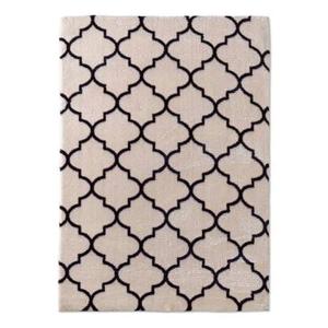 Tapeso Wasbaar vloerkleed - Trellis wit|zwart - 80x150 cm