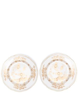 GINORI 1735 assiettes Aurum en porcelaine (lot de deux) - Blanc