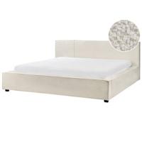 Beliani-MIRANDE-Tweepersoonsbed-Gebroken wit-180 x 200 cm-Bouclé