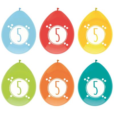 Leeftijd verjaardag thema ballonnen 5 jaar 6x stuks 30 cm