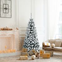 135cm Kunstmatige Kerstboom met Sneeuw Bedekte Opvouwbare Dennenboom met Premium PVC-Naalden