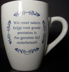 Tekst kopje Wie meer salaris krijgt ... / Delfts Blauw
