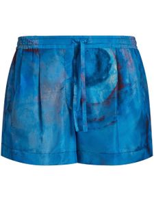 Marni short en soie à lien de resserrage - Bleu