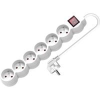 VALUE 6voudige stekkerdoos UTE, met aan/uit schakelaar, wit, 1,5 m