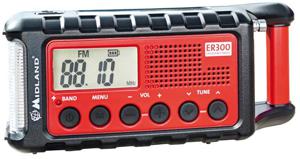 Midland C1173 Outdoorradio VHF (FM) Noodradio Zaklamp, Oplaadbaar, Handslinger, Zonnepaneel Zwart, Rood