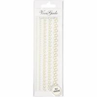Hobby of carnaval verkleed plak steentjes/gezichtparels - wit - 140x stuks - 2-8 mm