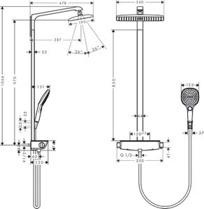 Hansgrohe Raindance Select E 360 Showerpipe Ecostat Select E Ecosmart Wit-chroom