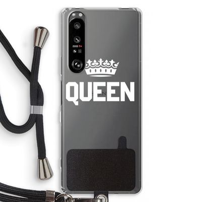 Queen zwart: Sony Xperia 1 III Transparant Hoesje met koord