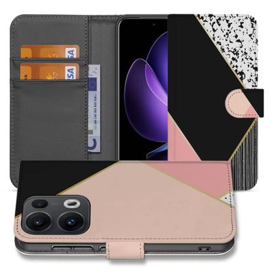 OPPO Reno 13 Pro | Book Case | Zwart Roze Vormen OPPO Reno 13 Pro | Book Case | Zwart Roze Vormen