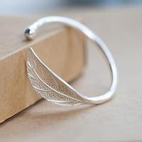 Leaf Cuff open armbanden Bangles vrouwen Vintage zilveren sieraden Luxe armband (zilver)