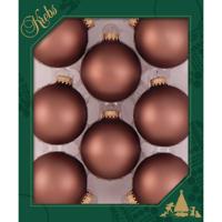 Krebs Kerstballen - 8x - 7 cm - kokosnoot bruin - glas - kerstboomversiering
