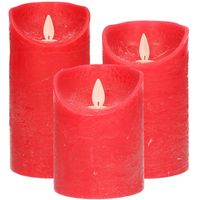 Set van 3x stuks Rode Led kaarsen met bewegende vlam