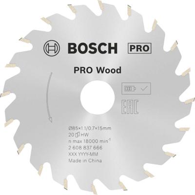 Bosch Accessories Kreissägeblatt Ø 85x15x1,1mm 20 WZ HM Standard for Wood 2608837666 Cirkelzaagblad 85 x 15 mm Aantal tanden: 20 1 stuk(s)
