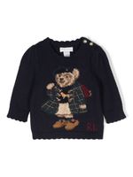 Ralph Lauren Kids pull en maille intarsia à logo Polo Bear - Bleu