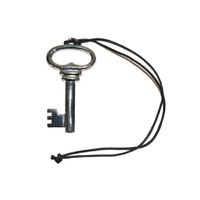 Namaak/nep/housewarming sleutel aan ketting zilver 12 cm   - - thumbnail
