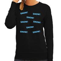 Apres ski sweater dames - SNOW! - zwart - glitter blauw - wintersport - skieen/snowboarden