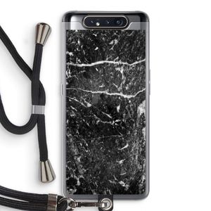 Zwart marmer: Samsung Galaxy A80 Transparant Hoesje met koord