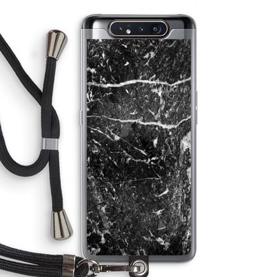 Zwart marmer: Samsung Galaxy A80 Transparant Hoesje met koord