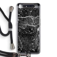 Zwart marmer: Samsung Galaxy A80 Transparant Hoesje met koord