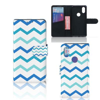 Xiaomi Mi Mix 2s | Telefoon Hoesje | Zigzag Blauw | Portemonnee hoesje