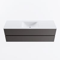 MONDIAZ VICA 150cm badmeubel onderkast Dark Grey 2 lades. Wastafel CLOUD midden 1 kraangat, kleur Talc.
