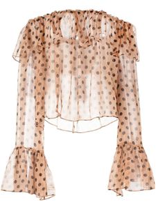 Caroline Constas blouse Thelma à pois - Marron