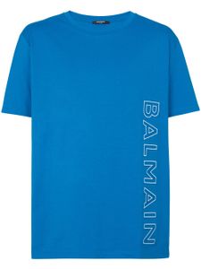 Balmain t-shirt en coton à logo imprimé - Bleu