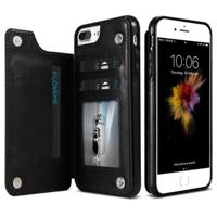 FLOVEME for iPhone 8 Plus & 7 Plus Crazy Horse Texture Horizontal Flip Leather Protective Case with Card Slots & Holder(Black)