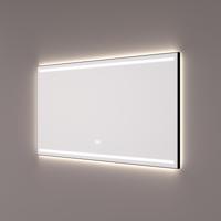 HIPP Design spiegel Mat Zwart - 2 Horizontale LED Banen - Indirecte LED Verlichting - 100 x 70 x 3 cm - Spiegelverwarming - Touch Dimmer - Kleurenwissel