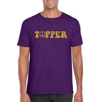 Toppers - Paars Flower Power t-shirt Topper met gouden letters heren