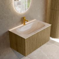 Badmeubel Mondiaz Kurve-Dlux | 80 cm | Meubelkleur Dusk | Wastafelkleur Meli | Solid surface | Wasbak midden spoelbak | 1 kraangat